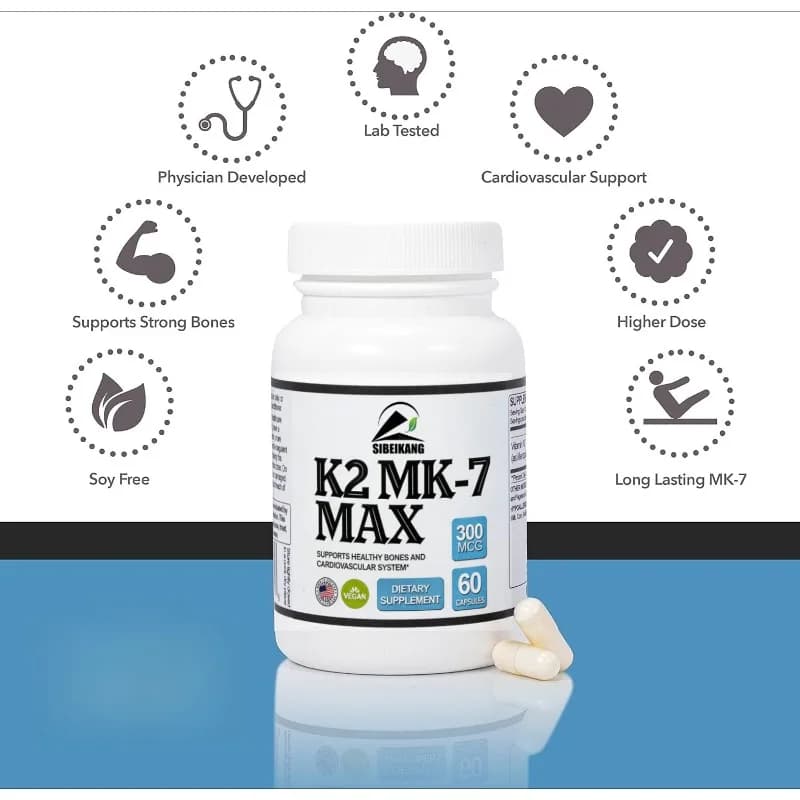 Vitamin K2 MK-7 Maximum 300 Micrograms Supplement - for Bone Health Support -60 Capsules