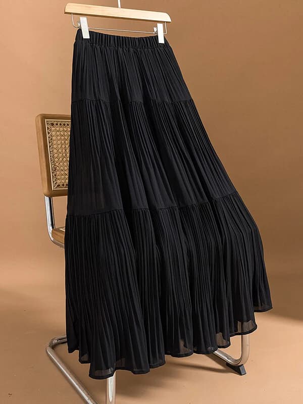 High Waist A-Line Midi Skirt Women's Summer 2026 New plus Size Small Frame Slimming Pleated Skirt Korean Style Casual Wear