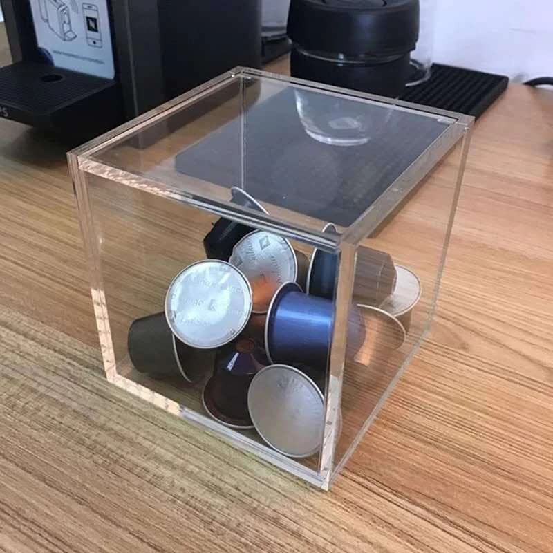 Acrylic Capsule Coffee Storage Box Holder Transparent Dustproof Case with Lid