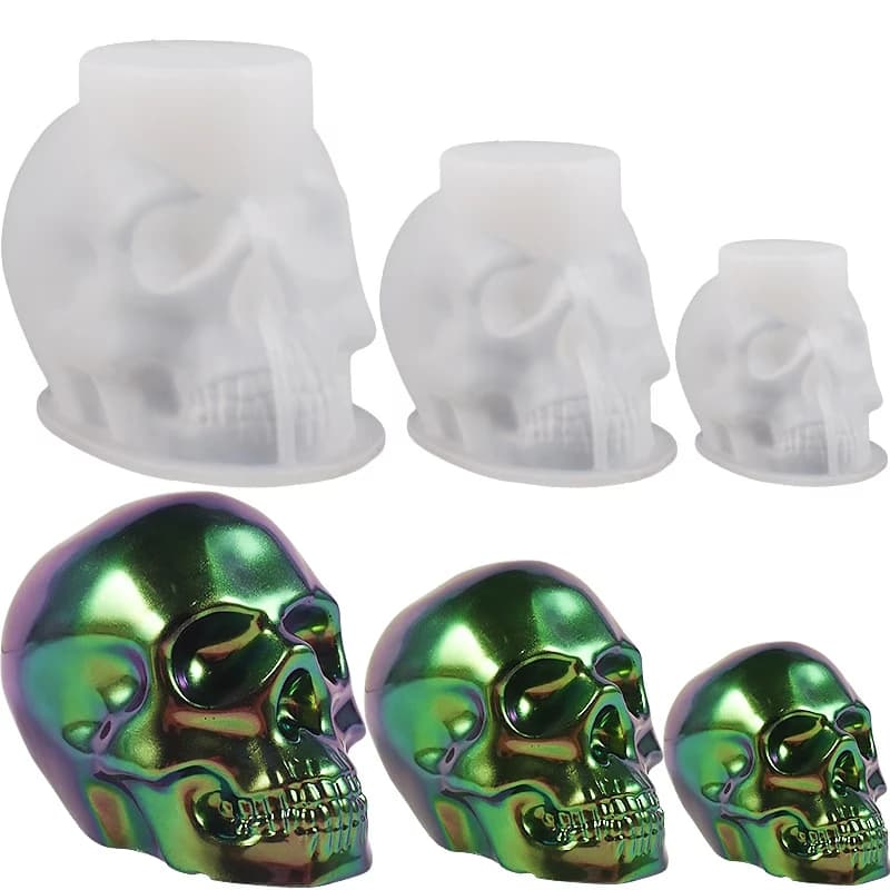 Large Medium Small Skull Resin Molds,Flexible Clear Silicone Skull Head Molds,Silicone Molds for Resin,Clay,Candle Wax Casting