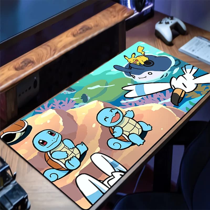 Tappetino per mouse in gomma grande XXL, tappetino da scrivania Pokemon Squirtle, tappetino per tastiera per computer, accessori per giocatori di PC, tappetino per mouse ispessito