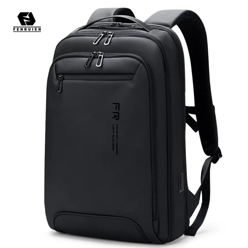 Fenruien Slim Zaino per laptop da 15,6 pollici Zaino multifunzione casual da uomo d'affari Carica USB Zaini scolastici di moda unisex