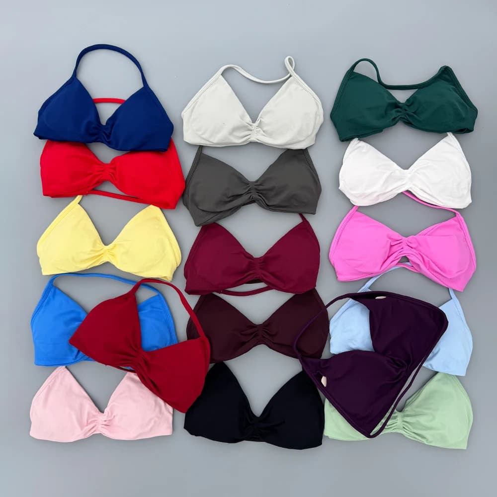 Sports Strappy Bra Yoga Underwear Women Gym Top Running Exercise Backless Bra High Support Active Wear Fitness Workout Halter