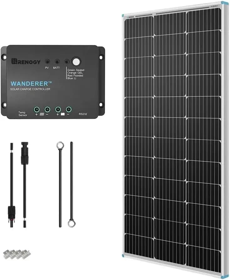 Kit Pannello Solare 100W 12V, Monocristallino con Regolatore PWM 30A per Camper e Sistemi Off-Grid