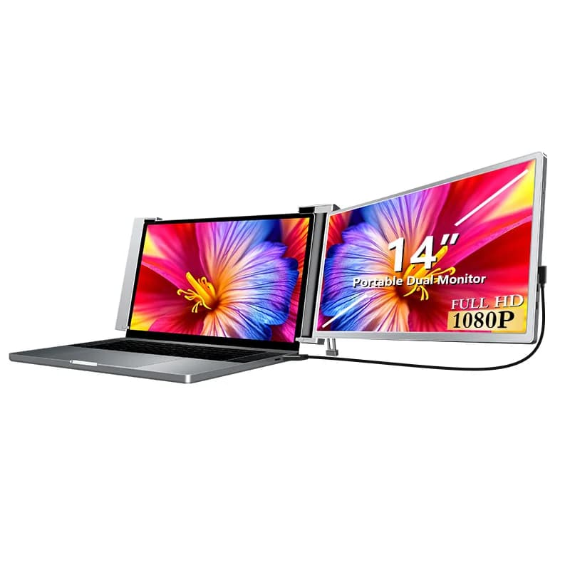 No USB C Plug and Play Portable Monitor Drivers Extended Laptop Screen with 90 Degree Foldable Support