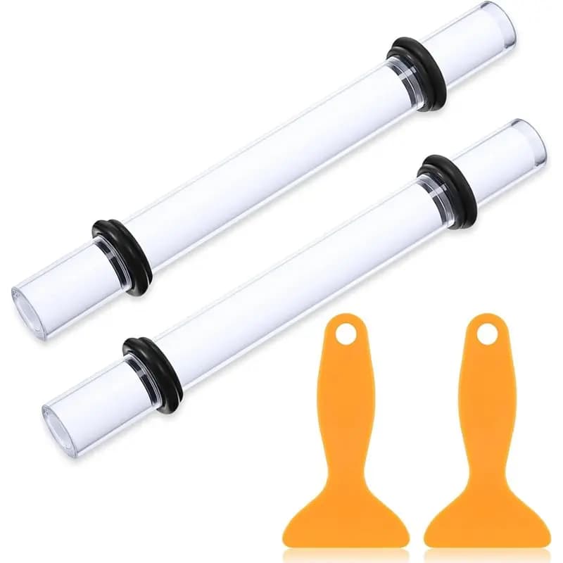 A03F-Roller Tools - Set di 2 Utensili per Argilla Polimerica, Rullo in Acrilico per Modellare l'Argilla con 8 Anelli Regolabili per lo Spessore e 2 Raschietti