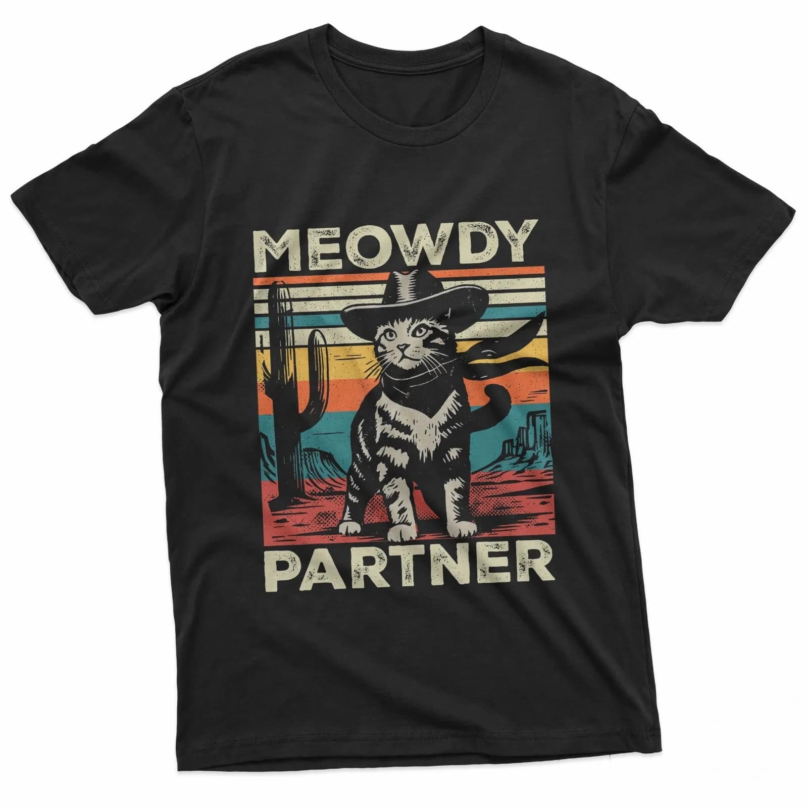T-shirt con cappello da cowboy per amanti dei gatti, divertente stile country western