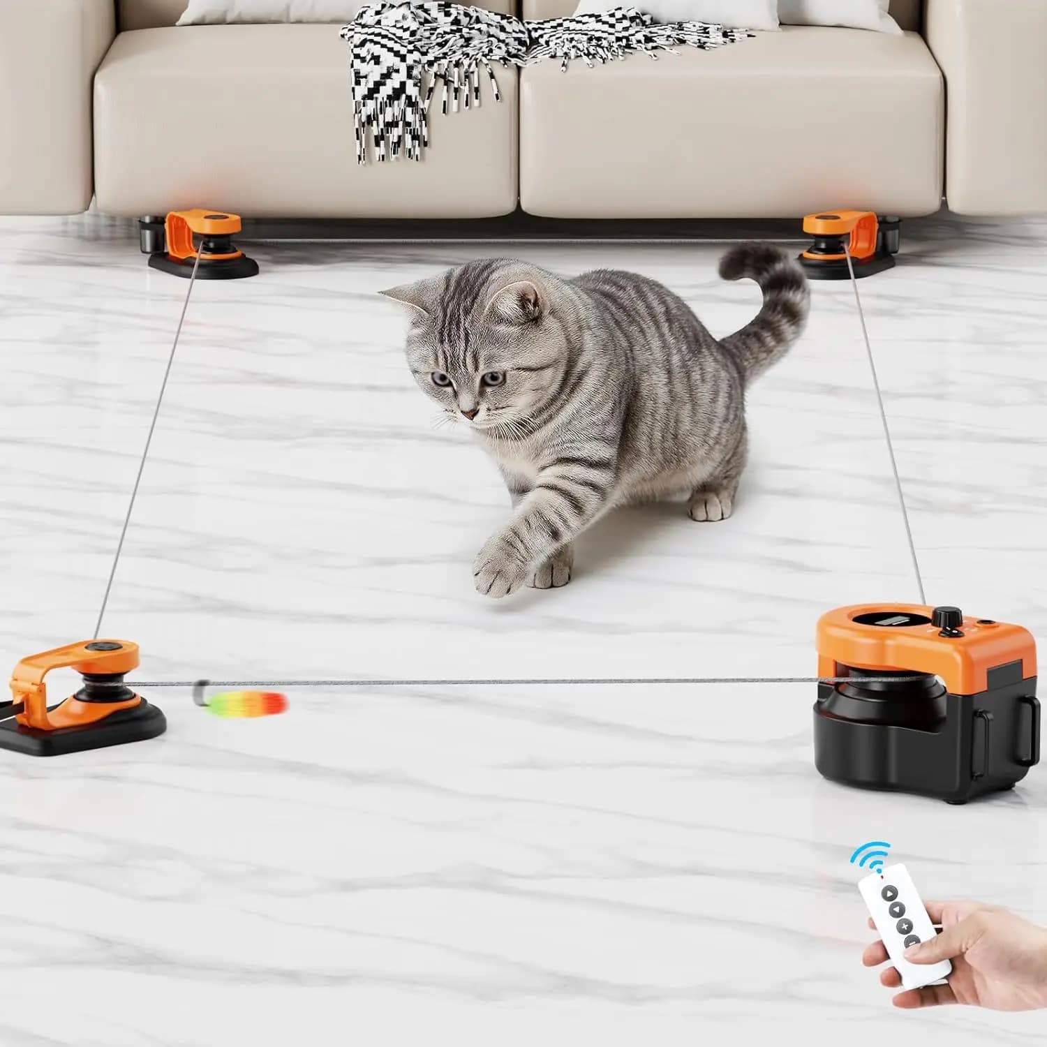 Giocattoli Interattivi per Gatti: Tapis Roulant Automatico e Topolino con Piume per Gatti da Interno, Mantengono gli Animali Domestici Intrattenuti e Attivi