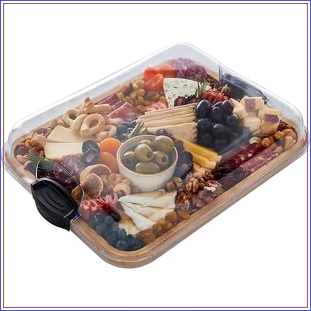 Bamboo Cutting Board with Storage Compartment, Locking Lid, Perfect for Charcuterie & Snacks
