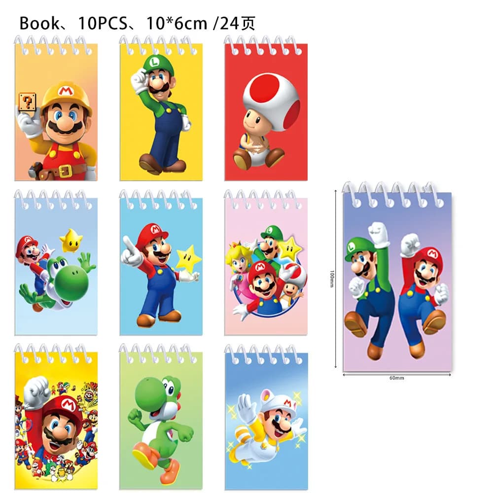 10 quaderni Mario, mini agenda portatile, blocco note a spirale, quaderno per compiti, appunti, esercizi, cancelleria, idea regalo