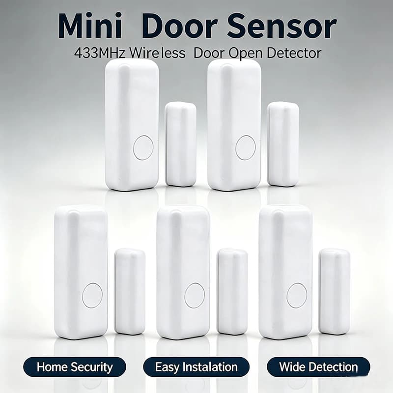 5PCS 433MHz Mini Door Window Magnetic Door Sensor Emergency Panic Button Wireless Door Open Detector Anti Theft Security Alarm