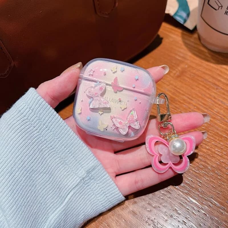 Cute Star Flower Earphone Case For Honor Earbuds 5E Wireless Bluetooth Earphone Case With Keyring
