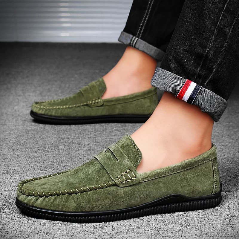 2025 Penny Mocassino da uomo Mocassini verde militare Appartamenti Scarpe casual da uomo Slip-On Scarpe da guida da uomo in pelle Mocassini da uomo di lusso 2024