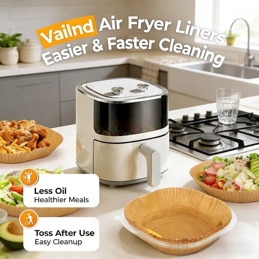 50 Pieces of 8 Rolled Oven Paper Air Fryer, Disposable Non-stick Card for Air and Microwave Fryer