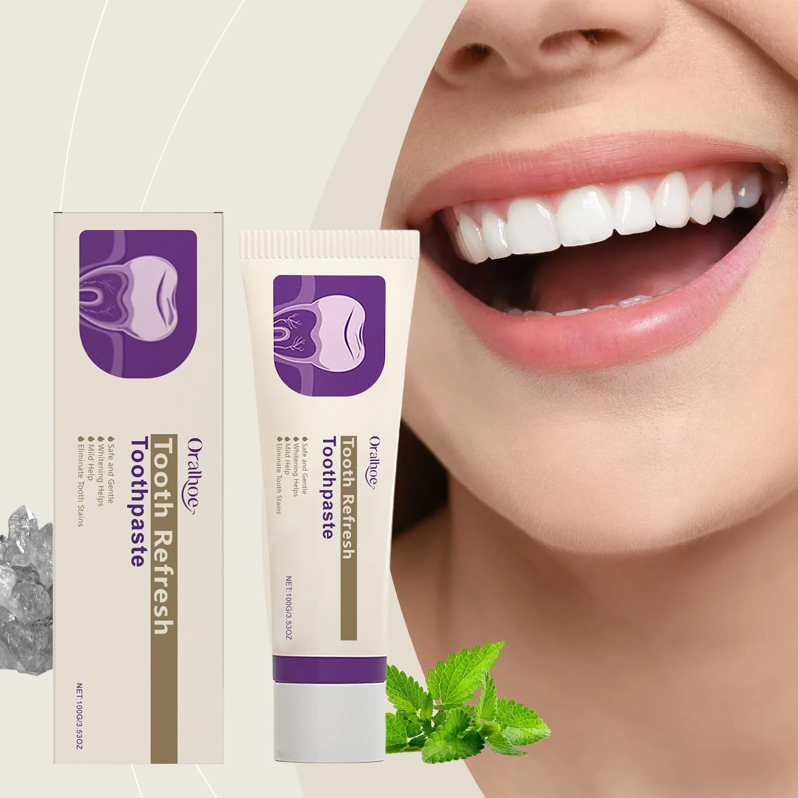 Dentifricio Rinfrescante Sbiancante per Denti, Alito Fresco, Rimozione Intensiva delle Macchie, per Denti Sensibili, Illuminante, Cura Orale