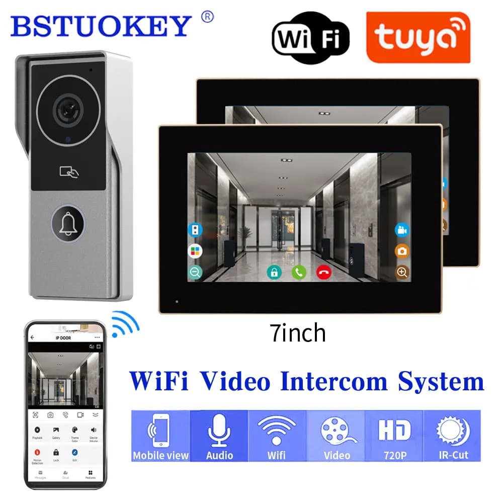 TUYA 1080P 7/10 inch Touch Screen AHD Wireless Wifi Video intercom Smart APP Home video intercom kit for access control system
