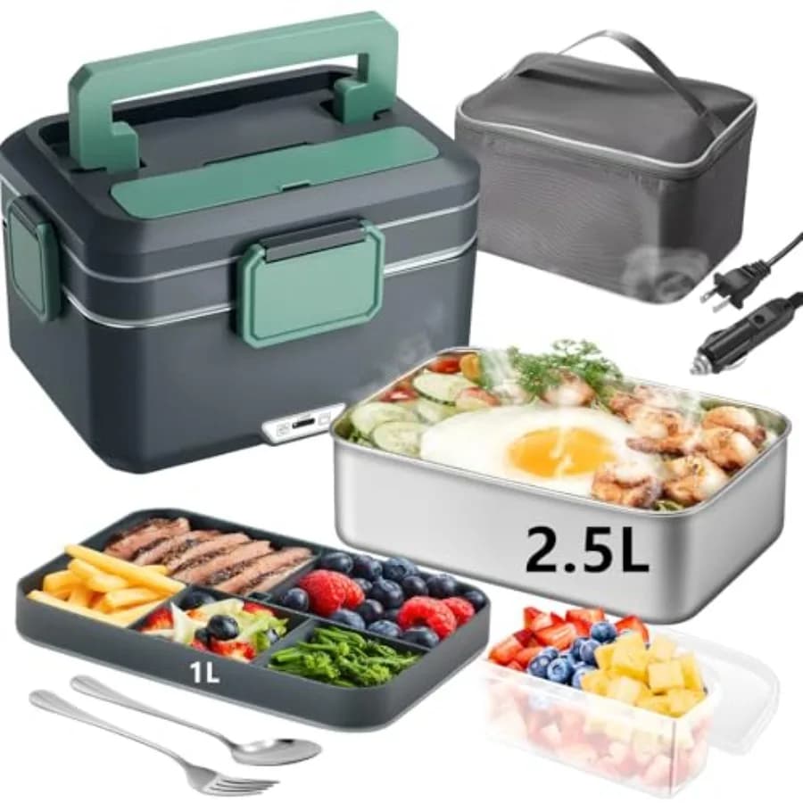 Scaldavivande Elettrico a 2 Strati da 3,5L, 90W, Riscaldamento Efficiente, con Rivestimento Rimovibile in Acciaio Inox 304, 12V/24V/110V Multi-frequenza