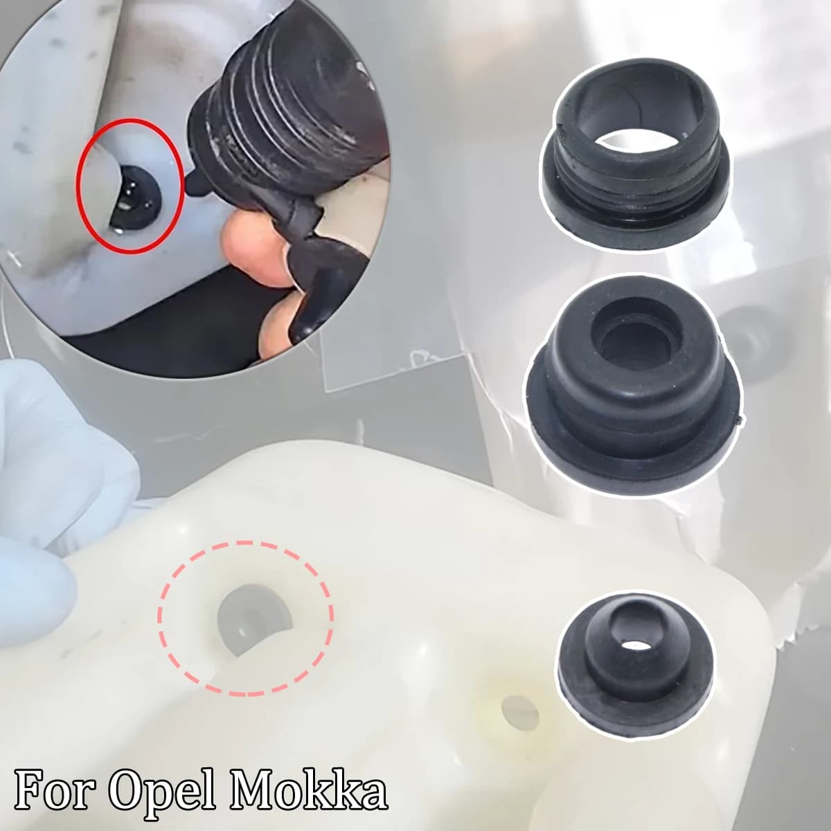 3PC For Opel Mokka Washer Pump Grommets Windscreen Windshield Headlight Rubber Seal Gasket Reservoir Water Bottle Leaking Repair
