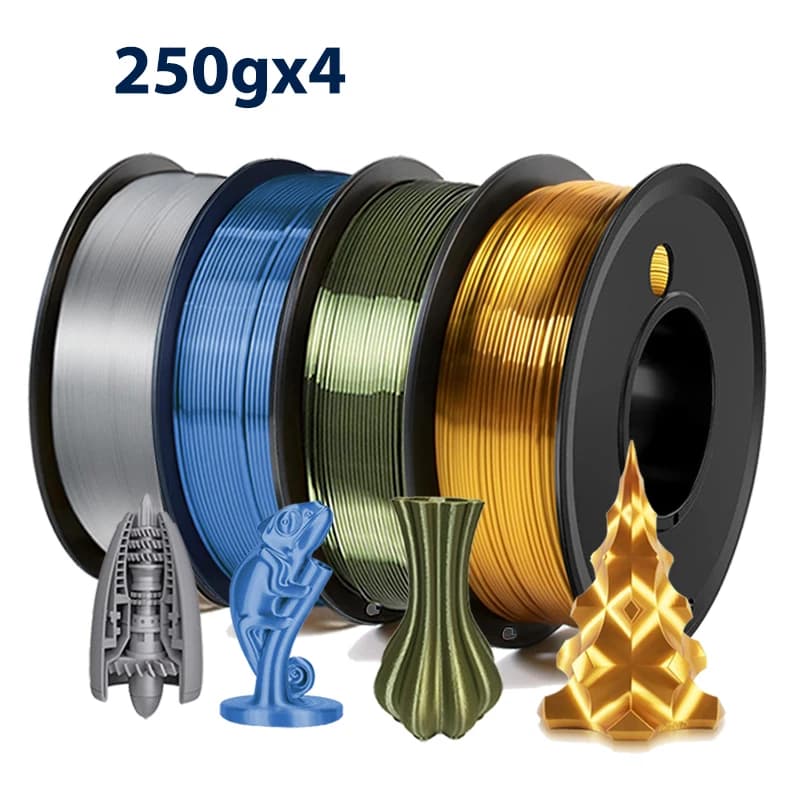 250gx4 Filamento stampante 3D PLA Seta oro Bronzo 1,75mm seta argento blu Stampa 3D Ricariche filo Imballaggio sottovuoto 250g 500g 1kg