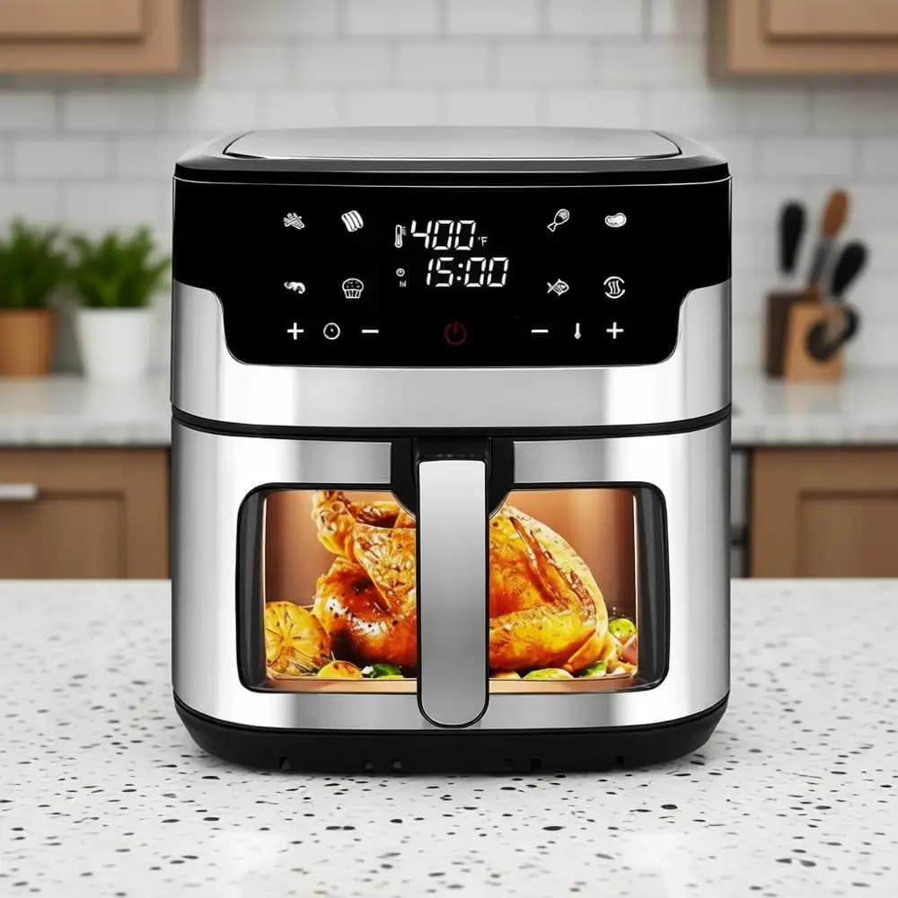 8.5 QT Family Digital Air Fryer, Without BPA, Smart Touchscreen with 8 Pre-set Programs, for Frying, Heating Starters, Party Food, Fast Cooking