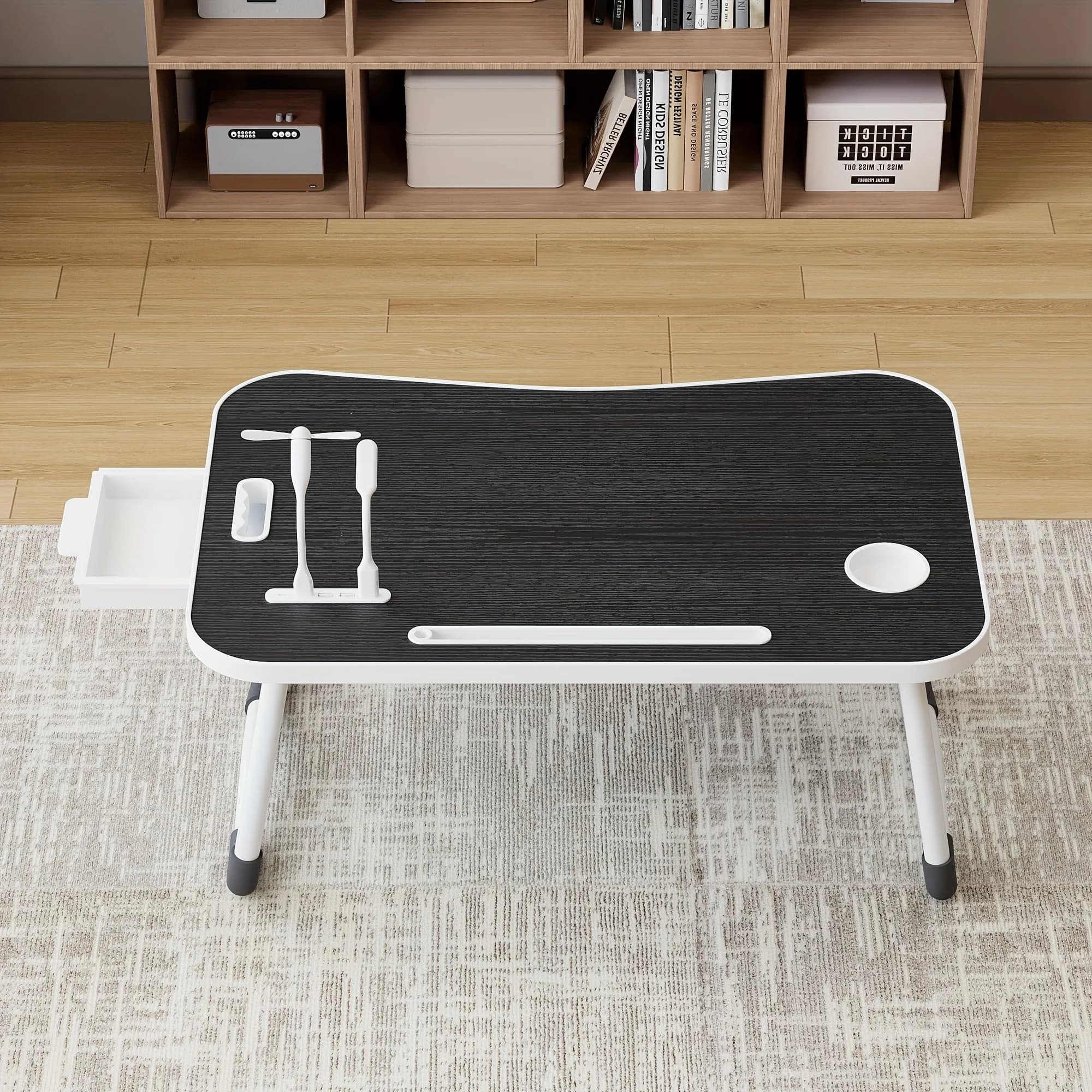 Portable Laptop Bed Table with Cup Holder, Multifunctional Tray Holder with Tablet Card Slot-Perfect for Eating, Reading, Writing On The Bed, Sofa, Or Floor - Stable, And Foldable, Durable
