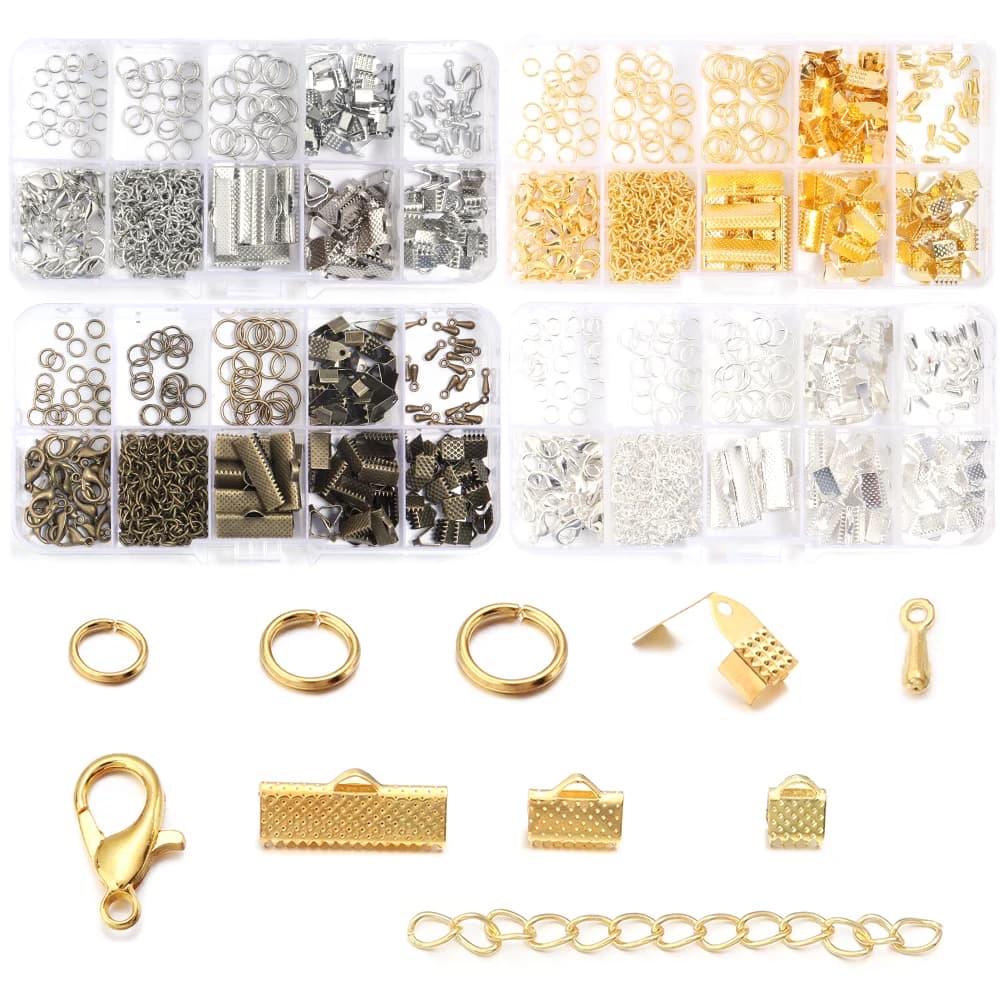 1 scatola di gioielli che fanno kit chiusura a moschettone anelli di salto aperti chiusure a moschettone per braccialetto fai da te collana accessori a catena che fanno forniture