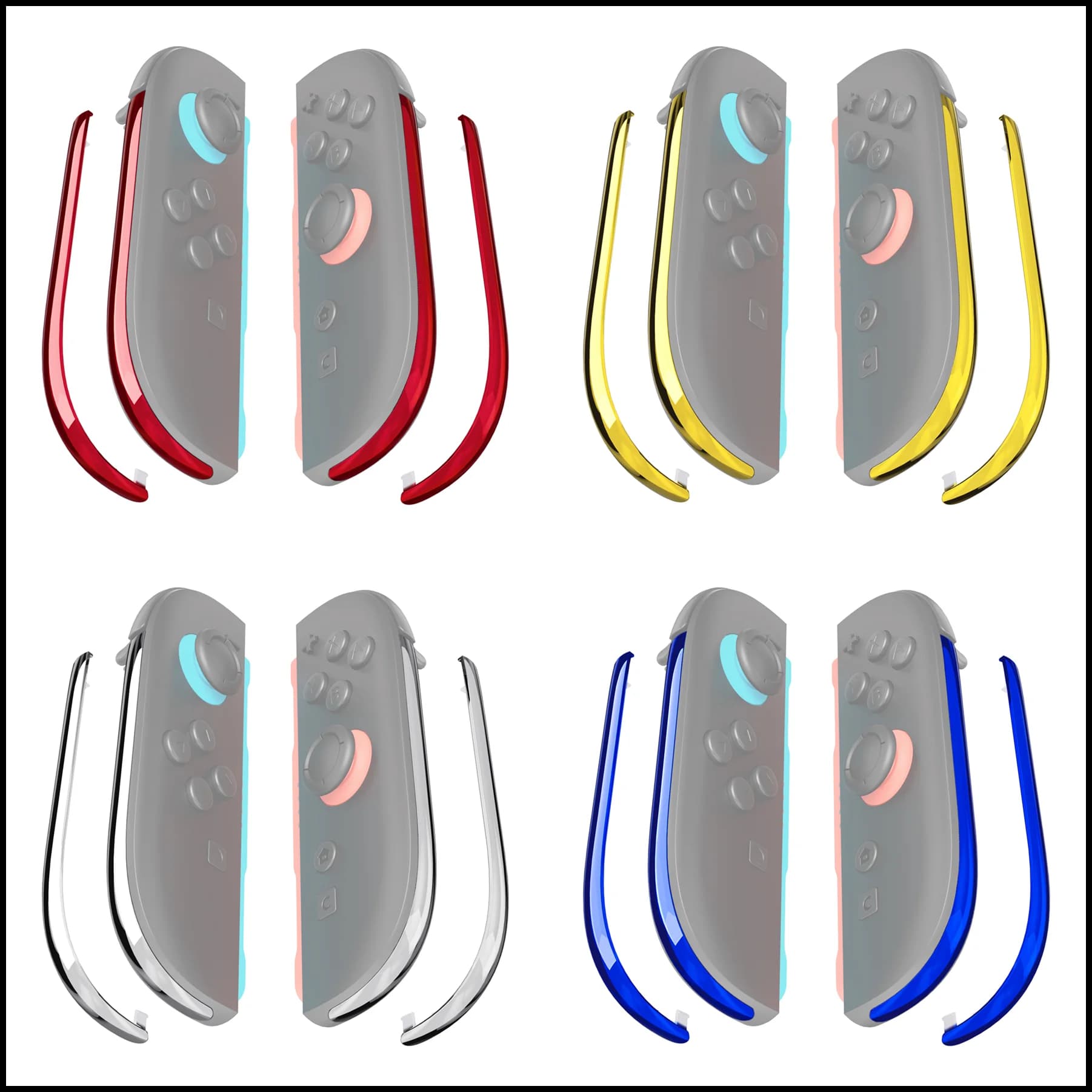 eXtremeRate per Joycon 2, per Nintendo Switch 2 Strisce decorative di ricambio Guscio laterale per alloggiamento - Oro cromato
