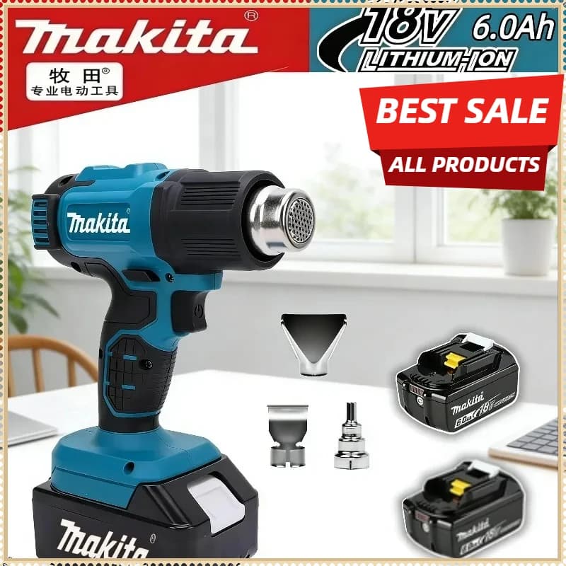 Pistola Termica Makita con Controllo della Temperatura 550 ° Soffiatore Termico per Saldatura 18V, Pistola ad Aria Calda Portatile Senza Fili con Display LED