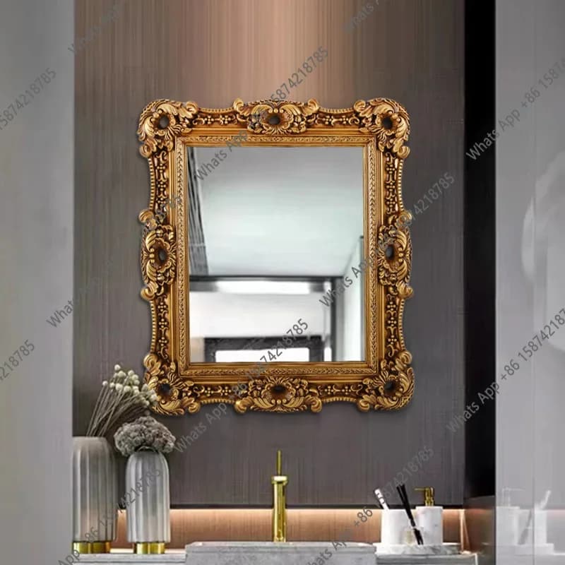 Cornice Classica Europea per Specchio da Bagno, Specchio Decorativo da Parete per Soggiorno e Ingresso