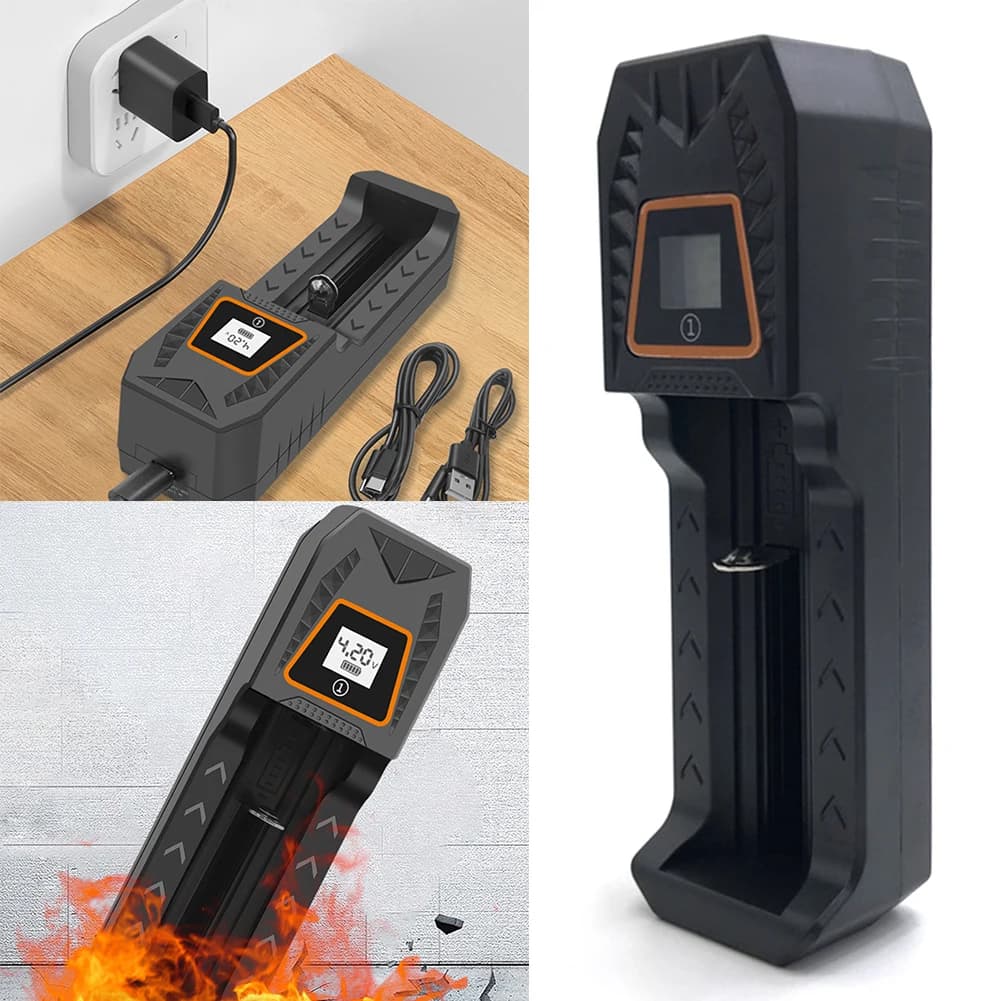 Portable Charger with USB socket 5V 1A, Intelligent Cellular Charger, Compatible with 3.7V 4.2V 18650/16340/14500/ 26650/21700