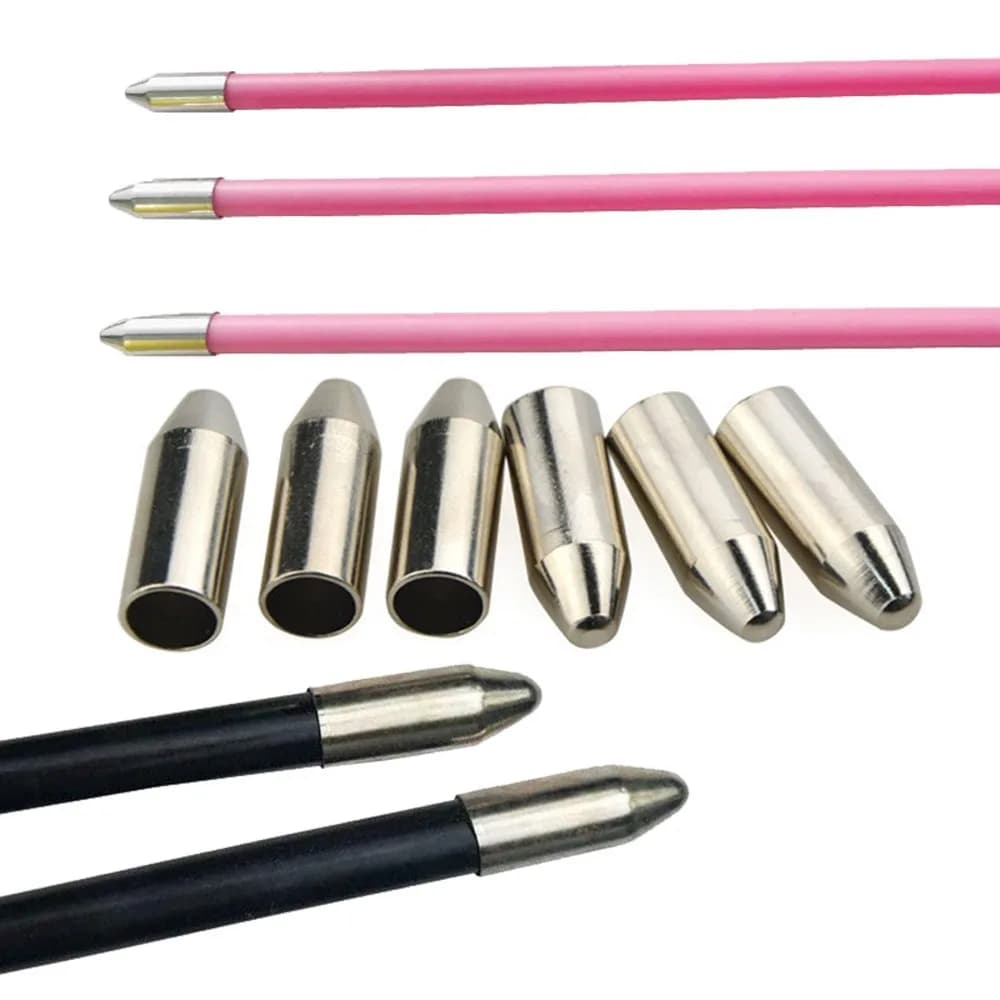 12/24/50pcs Tiro con l'arco Punta di freccia Punta di freccia smussata in acciaio inossidabile ID7mm OD8mm Punte di freccia Arco di tiro al bersaglio Pratica di allenamento