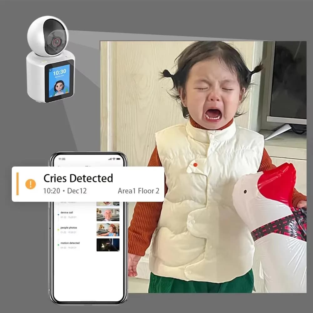 Telecamera WiFi Baby Monitor wireless Monitoraggio automatico Ai Rilevazione umana Telecamere PTZ di sorveglianza domestica per interni