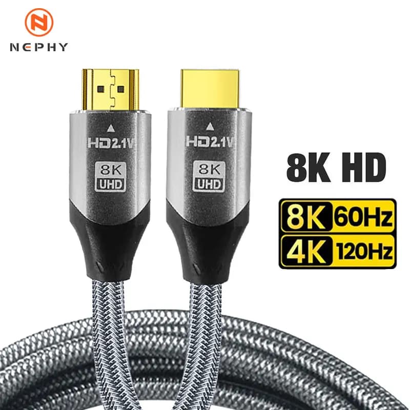 8K HDMI 2.1 Cable 4K@120Hz 8K@60Hz 48Gbps Ultra High Speed HDR For RTX Video Cable PC Laptop Projector HD TV PS5 1M 3M 5M 8M 12M