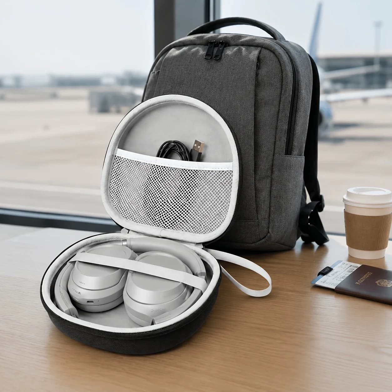 Custodia Portatile per Cuffie, Borsa da Viaggio Rigida Antiurto in EVA, Organizer per Cuffie Gaming Wireless Bluetooth