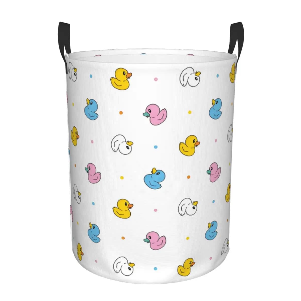 Foldable linen basket with custom rubber duck pattern for cartoons, for baby toys bag