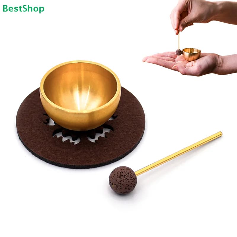 ☆Tibetan Singing Bowl Set - Handcrafted Brass Meditation Bowl with Mallet & Cushion for Sound Healing