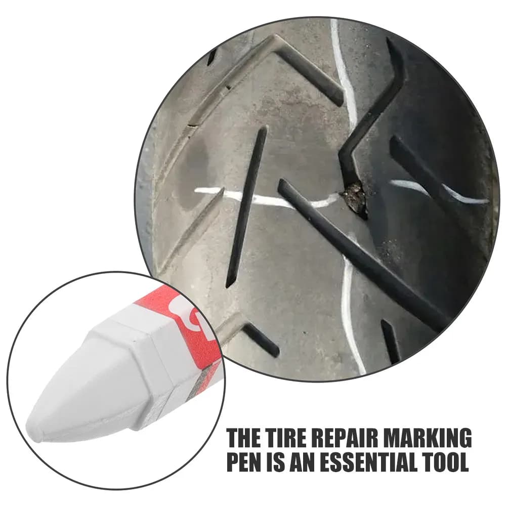 Set di 3 Penne per Riparazione Pneumatici, Gessetti Bianchi per Marcatura, Strumento Portatile Multiuso per Meccanici e Riparazioni Fai-da-Te