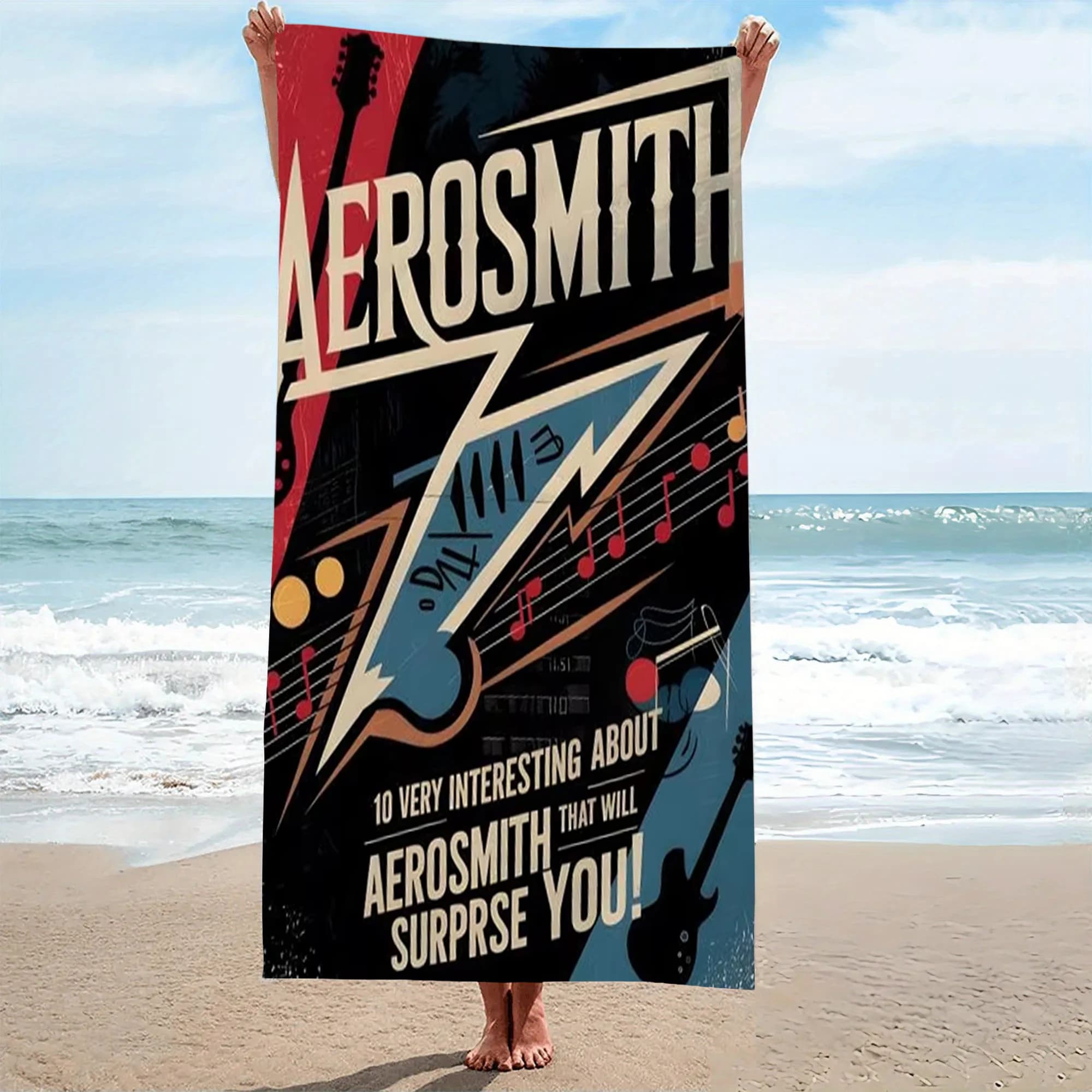 1pc Aerosmith Rock Band Beach Towel Microfiber Quick Dry Classic Hard Rock Bath Towel For Pool Beach Travel Rock Music Fans Gift
