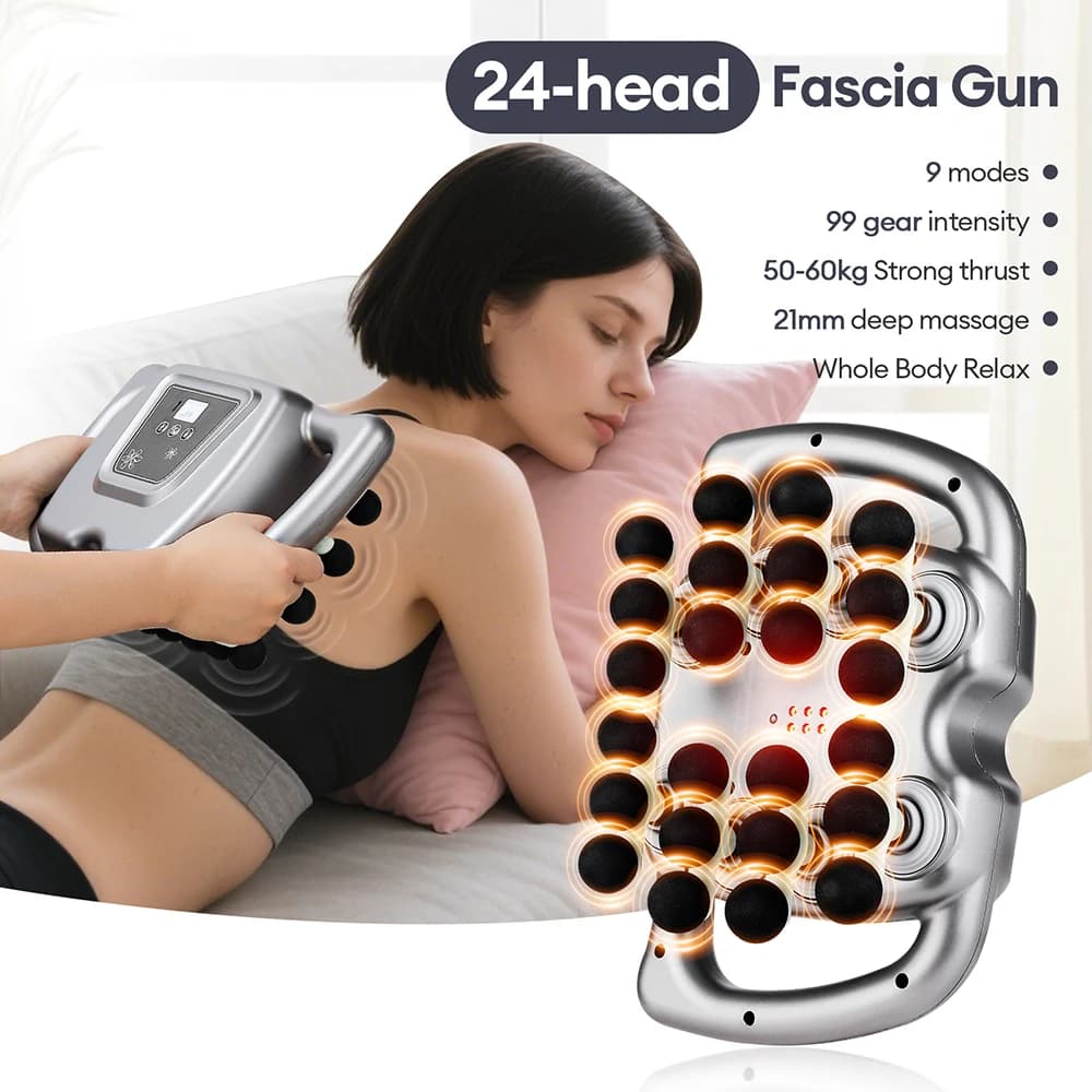 24 Head Band Gun 9 Mode Body Massage Gun with High Frequency Vibration Back Collar Life Muscle Masajeador Massage
