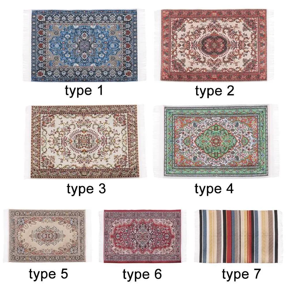 Turkish Style Mini House Decor Floor Coverings Accessories Dollhouse Carpet Miniature Weaving Rug