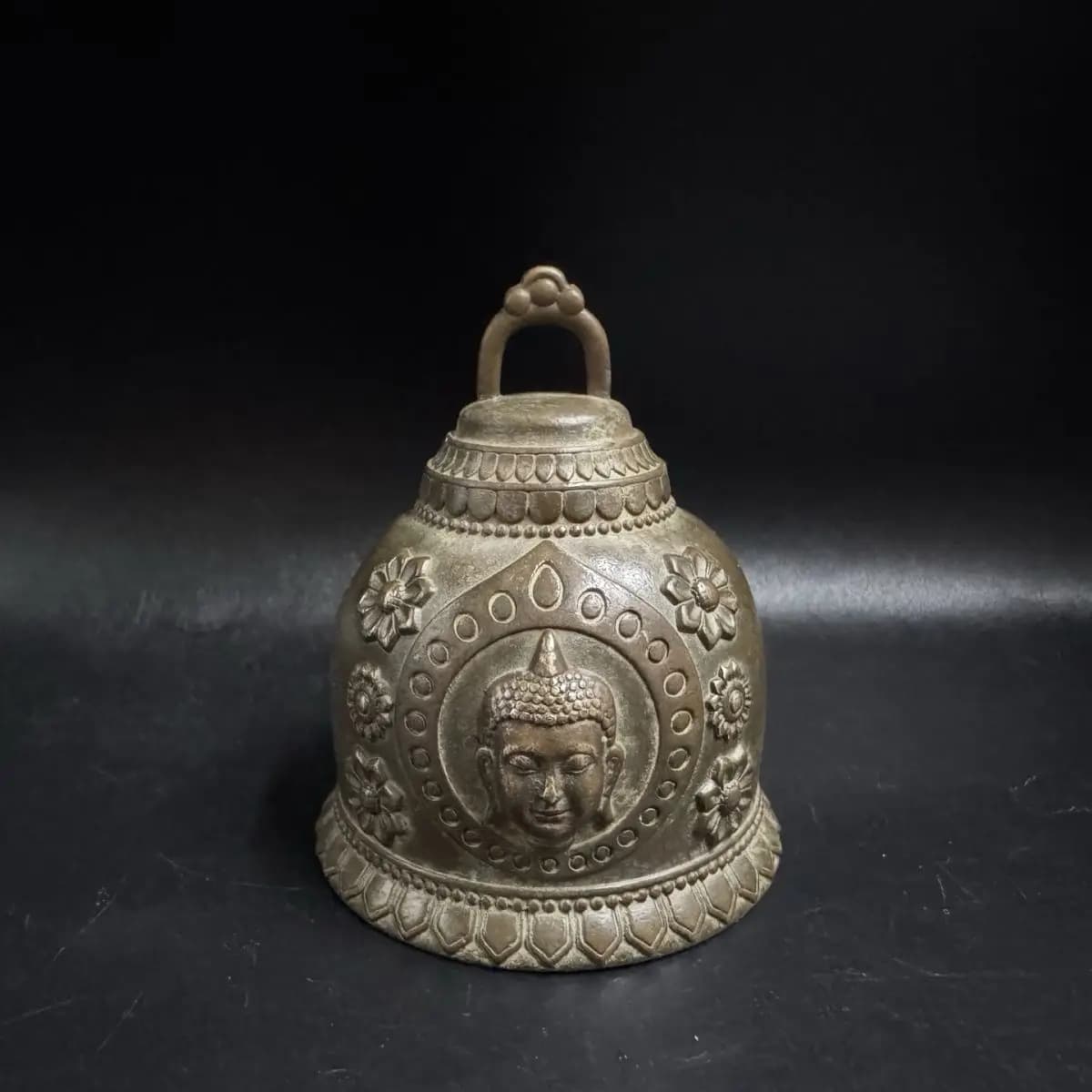 Tibet Tibetan Nepal buddha head hand bell Statue Ornament Home Office Cabinet Deco Desktop Decor Figurines