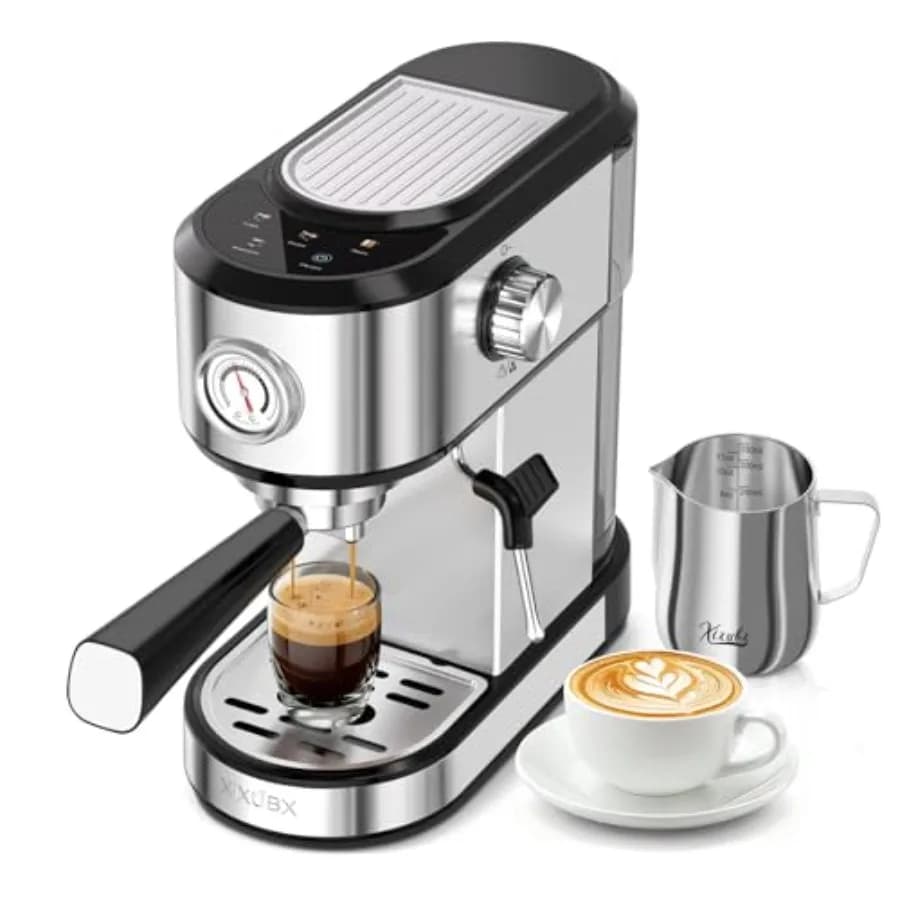 Macchina per Espresso 20 Bar con Schermo Touch, Montalatte in Acciaio Inox, Compatta per Latte e Cappuccino