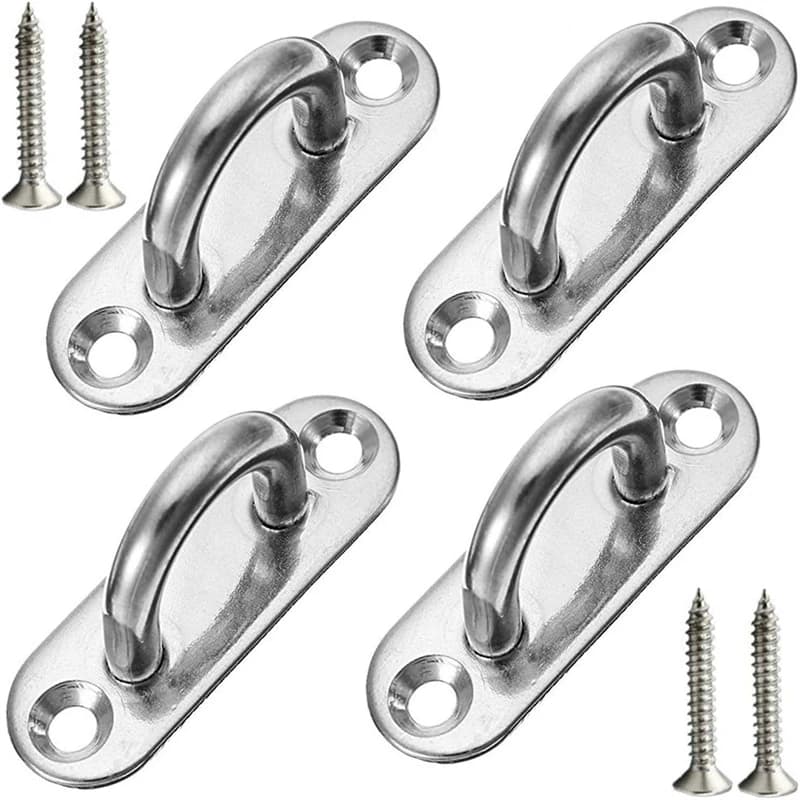 1/2pcs Hooks Eye Plate Heavy Oblong Duty Steel Stainless Pad Mount Wall U Boat Ceiling Hanger Ring Garage Hammock D Design Shape