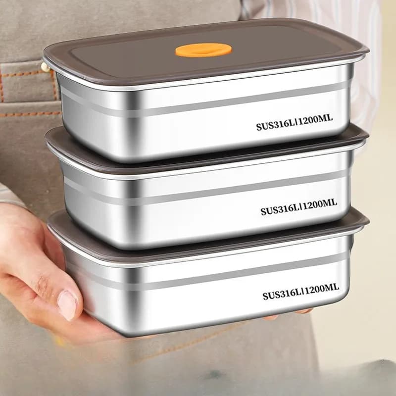 Contenitore ermetico in acciaio inossidabile 316 per uso alimentare con coperchio Lunch Box portatile per frigorifero da campeggio Bento Storage