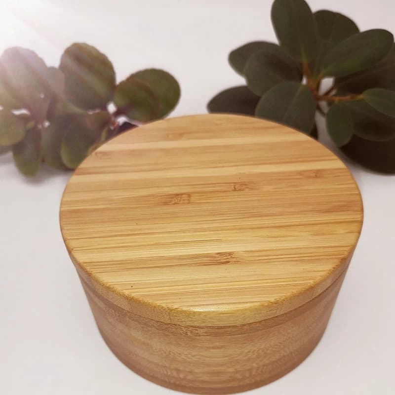 AC62-Bamboo Wood Divided Spice Box With Swivel Cover Bamboo Salt And Spice Storage Box Bamboo Salt Keeper