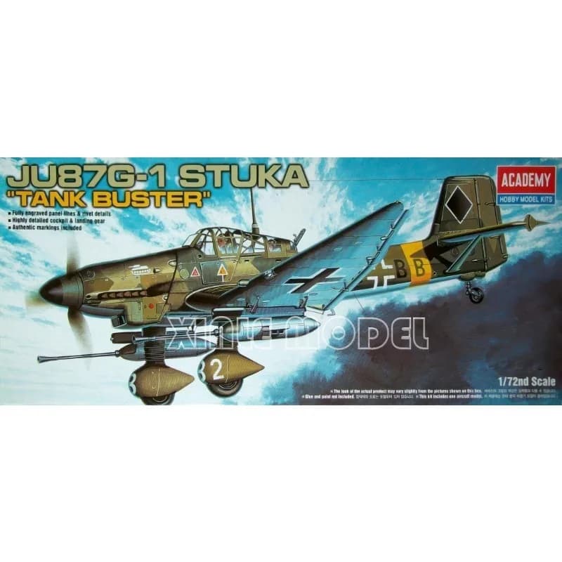 Academy 12450 Ju87G-1 Stuka "Tank Buster" 1/72 Kit modello di aereo da assemblaggio in plastica Giocattolo fai da te