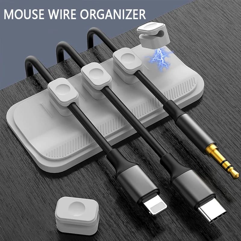 Organizzatore di cavi magnetici in silicone autoadesivo Porta cavi USB fai-da-te Clip da tavolo flessibili in silicone Supporto per linea di ricarica USB