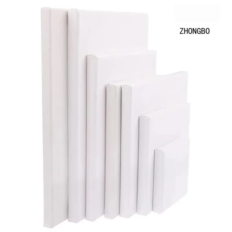 2Pcs ZhongBo White Blank Square Artist Canvas For Oil Painting On Canvas, Acrylic Watercolor Oil Paint With Wood Frame As Primer