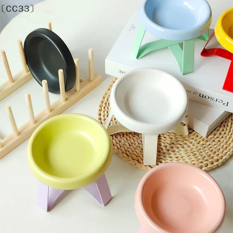 1Pcs Neck Protection High Foot Cat Food Bowl Durable Cat Drinking Water Bowl Ceramic Cat Bowl Kittens Feeding Bowl Pet Supplies