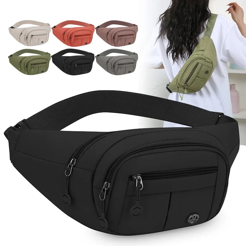 Marsupio leggero unisex – Tasche sicure con cerniera, tracolla regolabile, da indossare come borsa da petto o da cintura